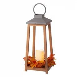 Glitzhome 19.29 In. H Wooden/Metal Led Pillar Lantern With 3 Changeable Candle Rings Spring/Fall/Christmas -Indoor-Christmas-Decorations Sales unnamed file 1001