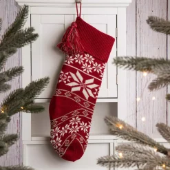 Glitzhome 24 In.H Knited Acrylic Christmas Stocking With Snowflake 11 Glitzhome 24 In.H Knited Acrylic Christmas Stocking With Snowflake -Indoor-Christmas-Decorations Sales unnamed file 101