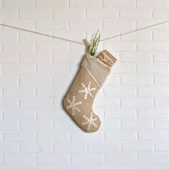 VHC Brands 15 In. Cotton Pearlescent Natural Tan Coastal Christmas Decor Stocking -Indoor-Christmas-Decorations Sales unnamed file 1021