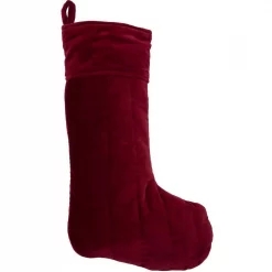 VHC Brands 20 In. Cotton Red Velvet Holiday Traditional Christmas Decor Stocking