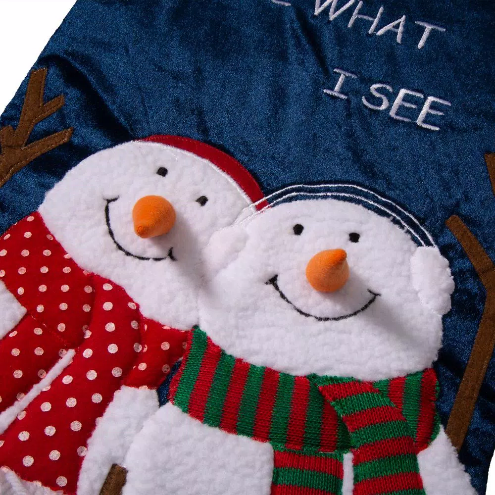 Glitzhome 36 In. H Polyester Velvet 3D Oversized Snowman Stocking 3 Glitzhome 36 In. H Polyester Velvet 3D Oversized Snowman Stocking - Image 3