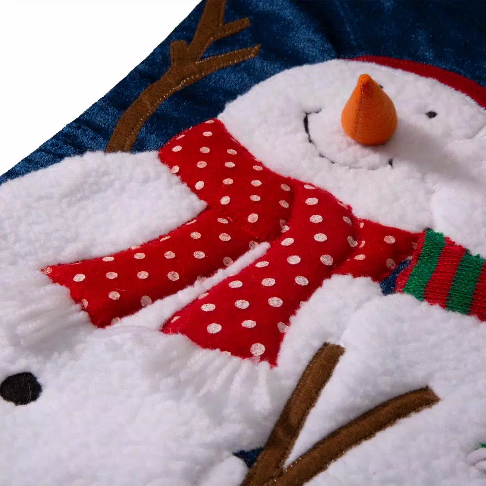 Glitzhome 36 In. H Polyester Velvet 3D Oversized Snowman Stocking 4 Glitzhome 36 In. H Polyester Velvet 3D Oversized Snowman Stocking - Image 4