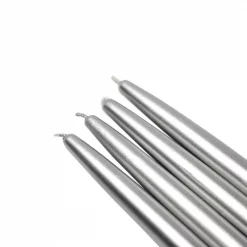 Zest Candle 6 In. Metallic Silver Taper Candles (12-Set)