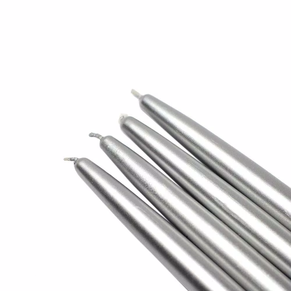 Zest Candle 6 In. Metallic Silver Taper Candles (12-Set) 1 Zest Candle 6 In. Metallic Silver Taper Candles (12-Set)