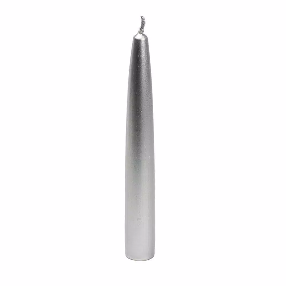 Zest Candle 6 In. Metallic Silver Taper Candles (12-Set) 2 Zest Candle 6 In. Metallic Silver Taper Candles (12-Set) - Image 2