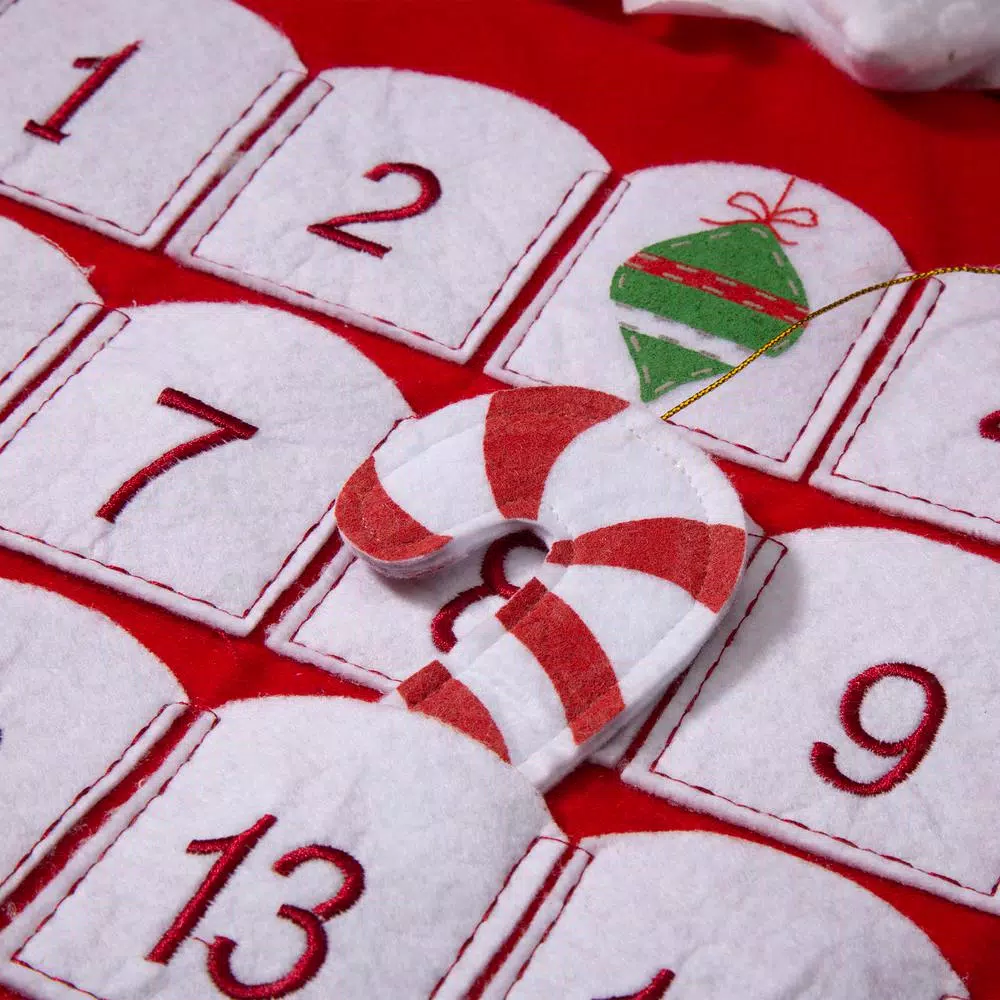 Glitzhome 36 In. H Felt 3D Polyester Oversized Count Down Santa Stocking 4 Glitzhome 36 In. H Felt 3D Polyester Oversized Count Down Santa Stocking - Image 4