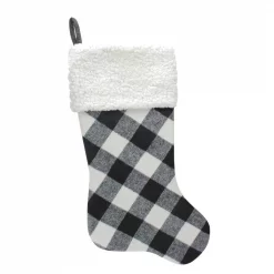 Northlight 23 In. Black And White Polyester Rustic Checkered Christmas Stocking
