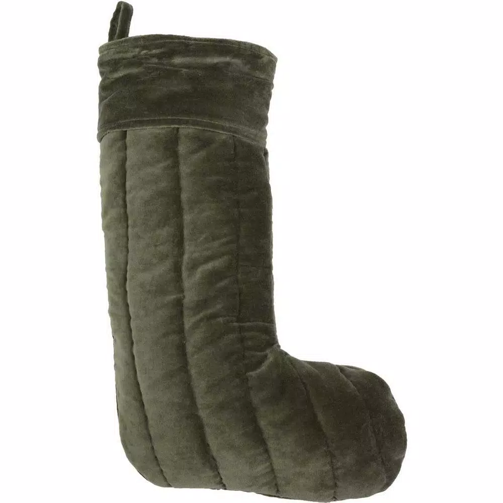 VHC Brands 20 In. Cotton Green Velvet Holiday Traditional Christmas Decor Stocking 1 VHC Brands 20 In. Cotton Green Velvet Holiday Traditional Christmas Decor Stocking