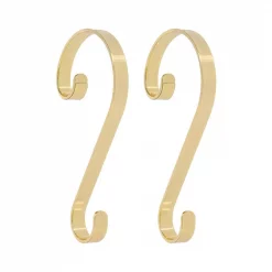 Haute Decor Brass Stocking Scroll Stocking Holder (2-Pack)