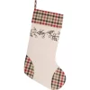 VHC Brands 20 In. Hollis Ivory White Farmhouse Christmas Decor Stenciled Stocking