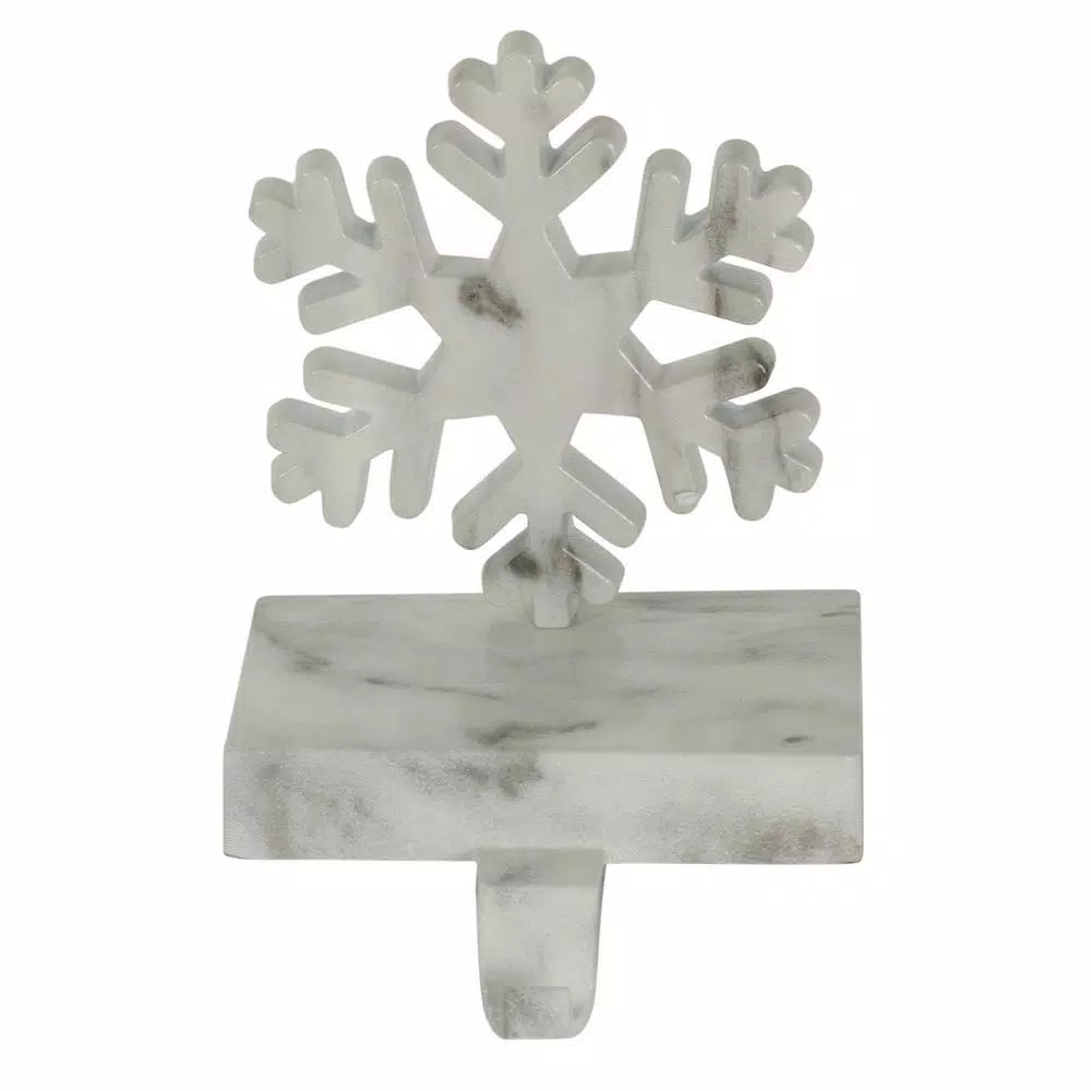 Northlight 7.25 In. Black And White Marbled Snowflake Christmas Stocking Holder 1 Northlight 7.25 In. Black And White Marbled Snowflake Christmas Stocking Holder
