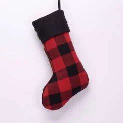 Glitzhome 19 In. Polyester/Acrylic Plaid Christmas Stocking With Rug Hooked Bear -Indoor-Christmas-Decorations Sales unnamed file 13