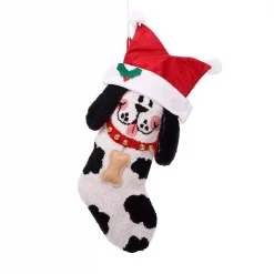 Glitzhome 22 In. Polyester/Acrylic Hooked 3D Dog Christmas Stocking