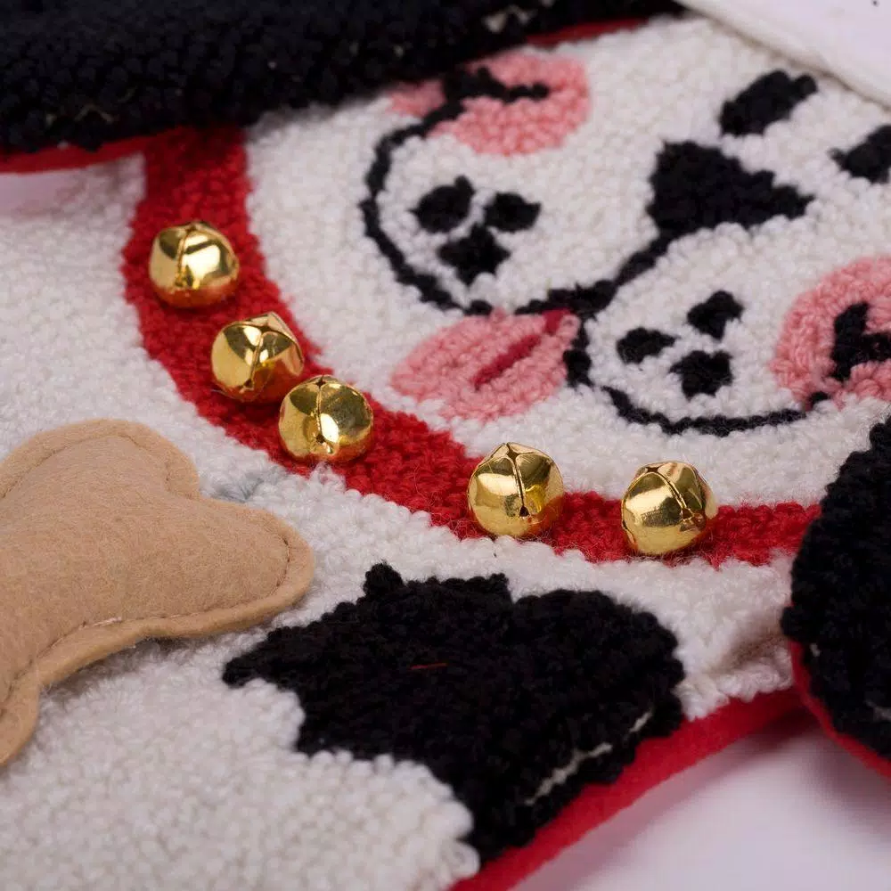 Glitzhome 22 In. Polyester/Acrylic Hooked 3D Dog Christmas Stocking 4 Glitzhome 22 In. Polyester/Acrylic Hooked 3D Dog Christmas Stocking - Image 4