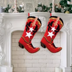 Glitzhome 19.69 In. Polyester Hooked Red Boot Stocking (2-Pack) 9 Glitzhome 19.69 In. Polyester Hooked Red Boot Stocking (2-Pack) -Indoor-Christmas-Decorations Sales unnamed file 1329