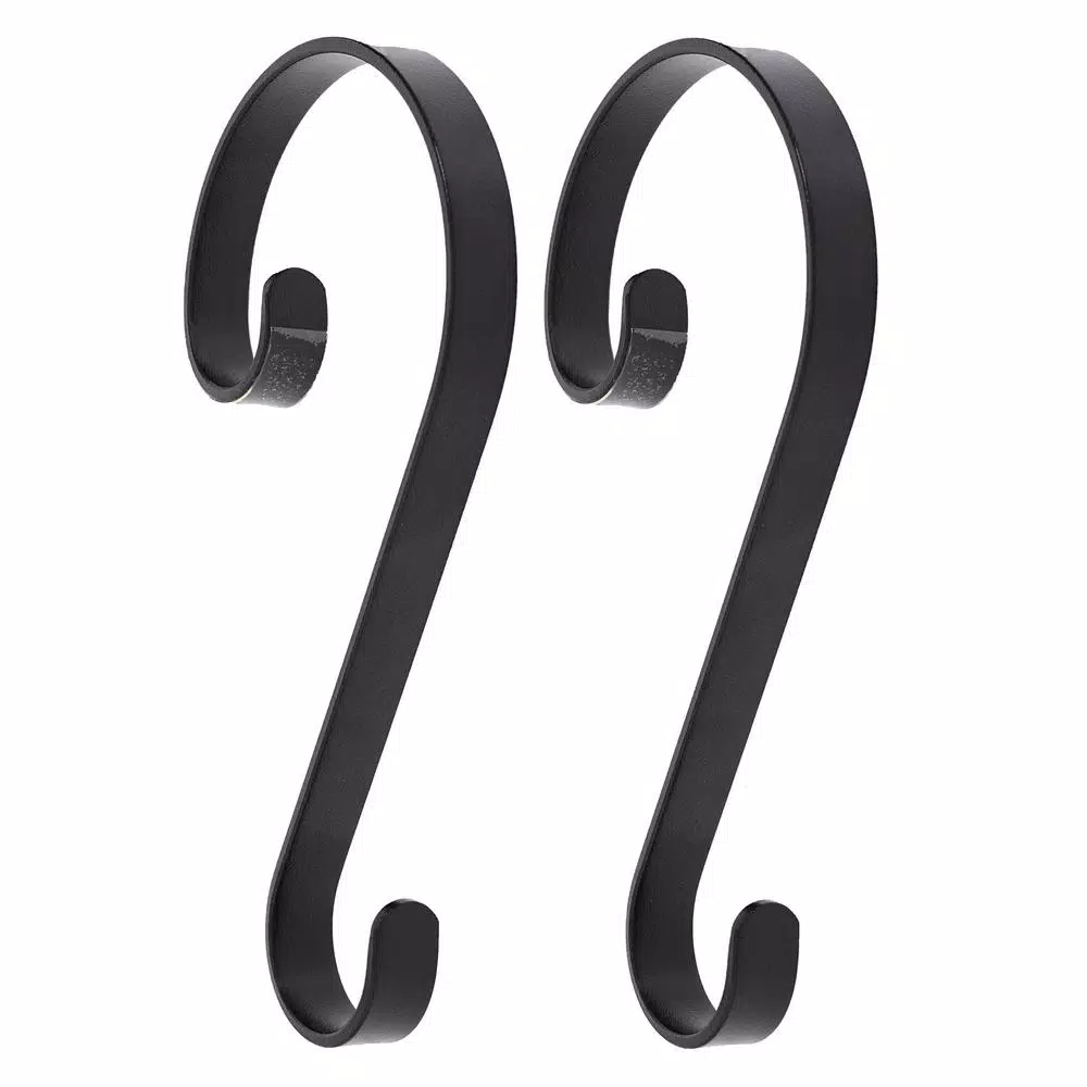 Haute Decor Matte Black Stocking Scroll Stocking Holder (2-Pack) 1 Haute Decor Matte Black Stocking Scroll Stocking Holder (2-Pack)