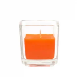 Zest Candle 2 In. Orange Square Glass Votive Candles (12-Box)