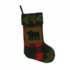 Glitzhome Plaid Stocking With Rug Hooked (Bear) 2-Pack -Indoor-Christmas-Decorations Sales unnamed file 159