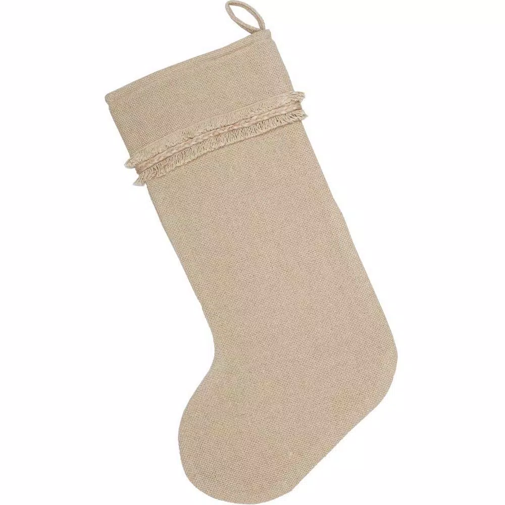 VHC Brands 20 In. Cotton Burlap Vintage Antique Creme White Farmhouse Christmas Decor Stocking 2 VHC Brands 20 In. Cotton Burlap Vintage Antique Creme White Farmhouse Christmas Decor Stocking - Image 2