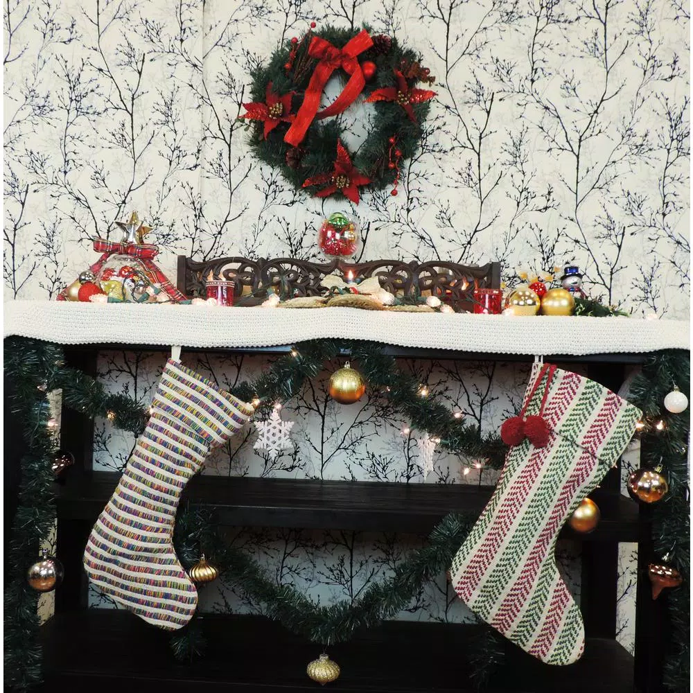 LR Home 20 In. Cotton Striped Multi-color Christmas Stocking 3 LR Home 20 In. Cotton Striped Multi-color Christmas Stocking - Image 3