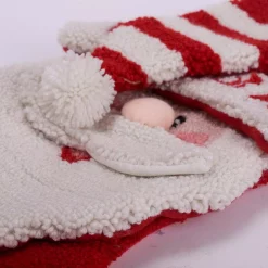 Glitzhome 20 In. Polyester/Acrylic Hooked Christmas Stocking With 3D Santa -Indoor-Christmas-Decorations Sales unnamed file 209