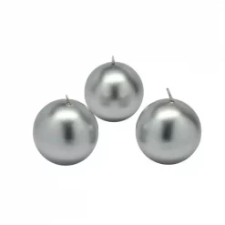 Zest Candle 2 In. Metallic Silver Ball Candles (12-Box)