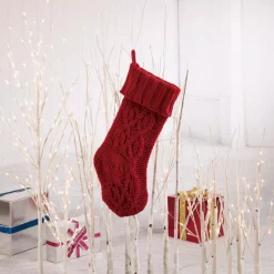 Glitzhome 22 In. L Knitted Polyester Red Christmas Stocking -Indoor-Christmas-Decorations Sales unnamed file 274