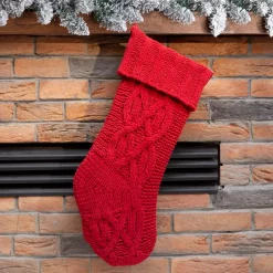 Glitzhome 22 In. L Knitted Polyester Red Christmas Stocking -Indoor-Christmas-Decorations Sales unnamed file 275
