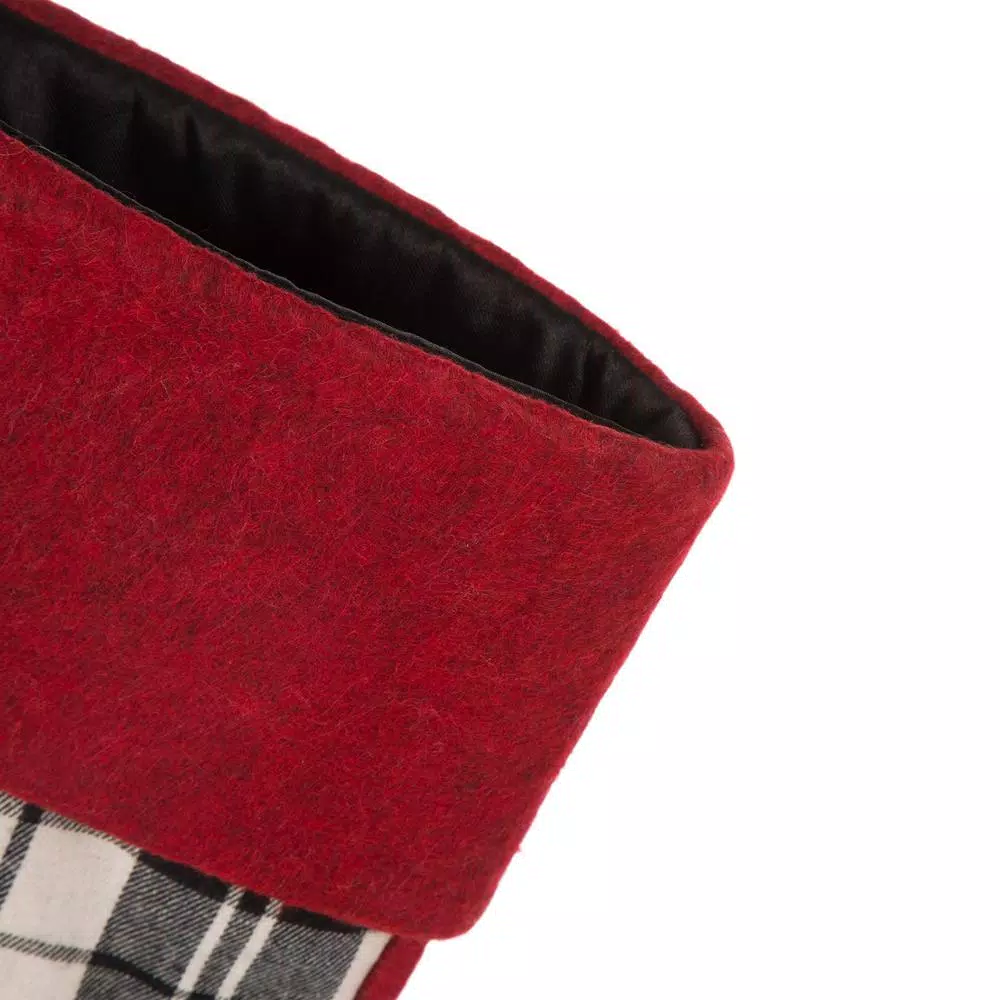 Glitzhome 20 In. Black And White Cotton/Spandex Plaid Fabric Cotton Christmas Stocking Decoration (2-Pack) 4 Glitzhome 20 In. Black And White Cotton/Spandex Plaid Fabric Cotton Christmas Stocking Decoration (2-Pack) - Image 4