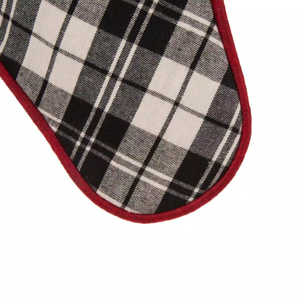 Glitzhome 20 In. Black And White Cotton/Spandex Plaid Fabric Cotton Christmas Stocking Decoration (2-Pack) 6 Glitzhome 20 In. Black And White Cotton/Spandex Plaid Fabric Cotton Christmas Stocking Decoration (2-Pack) - Image 6