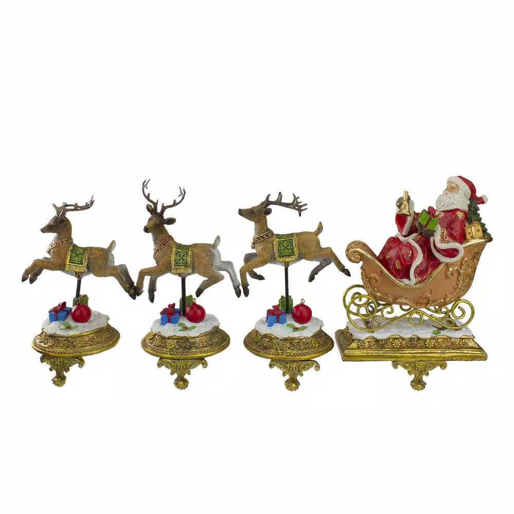 Northlight 9.5 In. Santa And Reindeer Christmas Stocking Holders (Set Of 4) 1 Northlight 9.5 In. Santa And Reindeer Christmas Stocking Holders (Set Of 4)