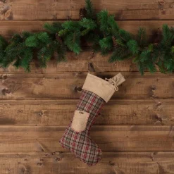 VHC Brands 20 In. Cotton/Jute Clement Deep Red Rustic Christmas Decor Pocket Stocking -Indoor-Christmas-Decorations Sales unnamed file 317