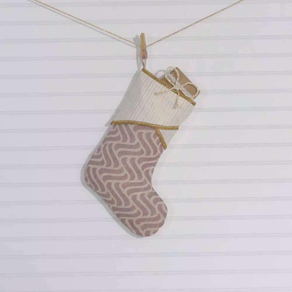 VHC Brands 15 In. Cotton/Metallic Thread Magdalene Mauve Purple Glam Christmas Decor Stocking 2 VHC Brands 15 In. Cotton/Metallic Thread Magdalene Mauve Purple Glam Christmas Decor Stocking - Image 2