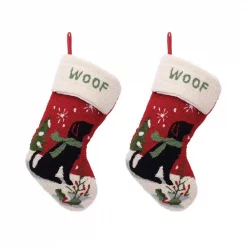 Glitzhome 20 In. Acrylic/Polyester Hooked Dog Stocking (2-Pack)