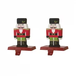 Glitzhome Wooden/Metal Nutcracker Stocking Holder (Set Of 2)