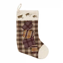 VHC Brands 15 In. Truman Moss Green Rustic Christmas Decor Fly Fishing Stocking