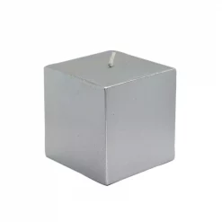 Zest Candle 3 In. X 3 In. Metallic Silver Square Pillar Candles Bulk (12-Case)