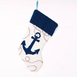 Glitzhome 19 In. L Hooked Stocking, Anchor