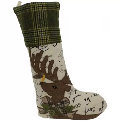 Manor Luxe Reindeer With Applique Suede 20 In. Easy Care Polyester Stocking