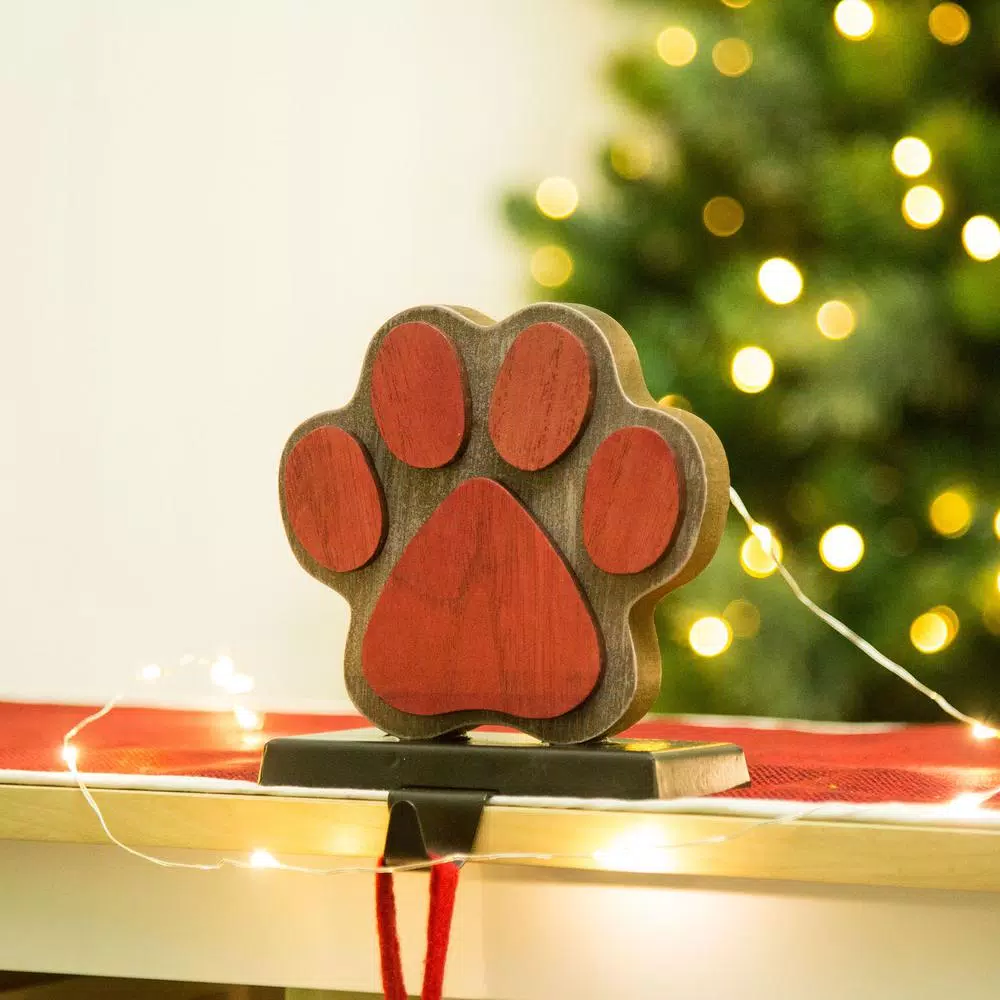 Glitzhome 6.30 In. H Wooden/Metal Paw Stocking Holder 5 Glitzhome 6.30 In. H Wooden/Metal Paw Stocking Holder - Image 5