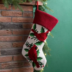 Glitzhome 21.00 In. H Polyester Cardinal Hooked Stocking 10 Glitzhome 21.00 In. H Polyester Cardinal Hooked Stocking -Indoor-Christmas-Decorations Sales unnamed file 505