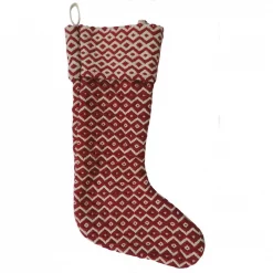 LR Home 20 In. Cotton Red And White Chevron Christmas Stocking