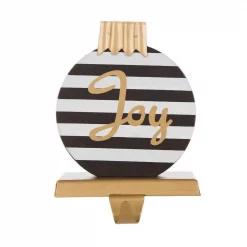 Glitzhome 6.89 In. H Wooden/Metal Striped Ornament Stocking Holder