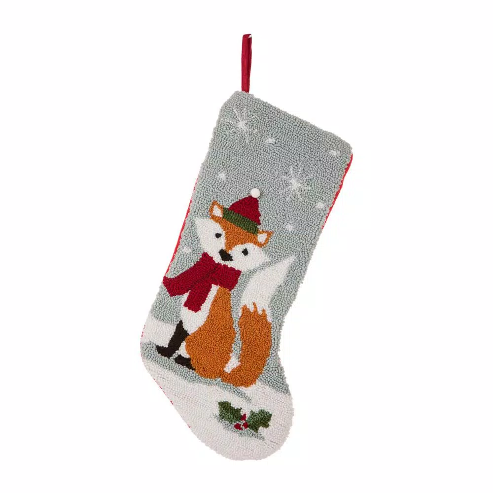 Glitzhome Hooked Stocking (Reindeer And Fox) (Set Of 2) 2 Glitzhome Hooked Stocking (Reindeer And Fox) (Set Of 2) - Image 2