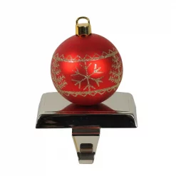 Northlight 5.5 In. Red And Gold Christmas Ball Ornament Shaped Stocking Holder