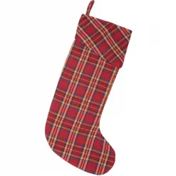 VHC Brands 20 In. Cotton Galway Barn Red Rustic Christmas Decor Stocking