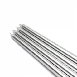 Zest Candle 12 In. Metallic Silver Taper Candles (12-Set)