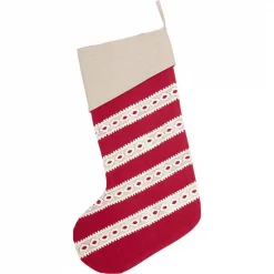 VHC Brands 20 In. Cotton/Felt Red Margot Farmhouse Christmas Decor Stocking -Indoor-Christmas-Decorations Sales unnamed file 637