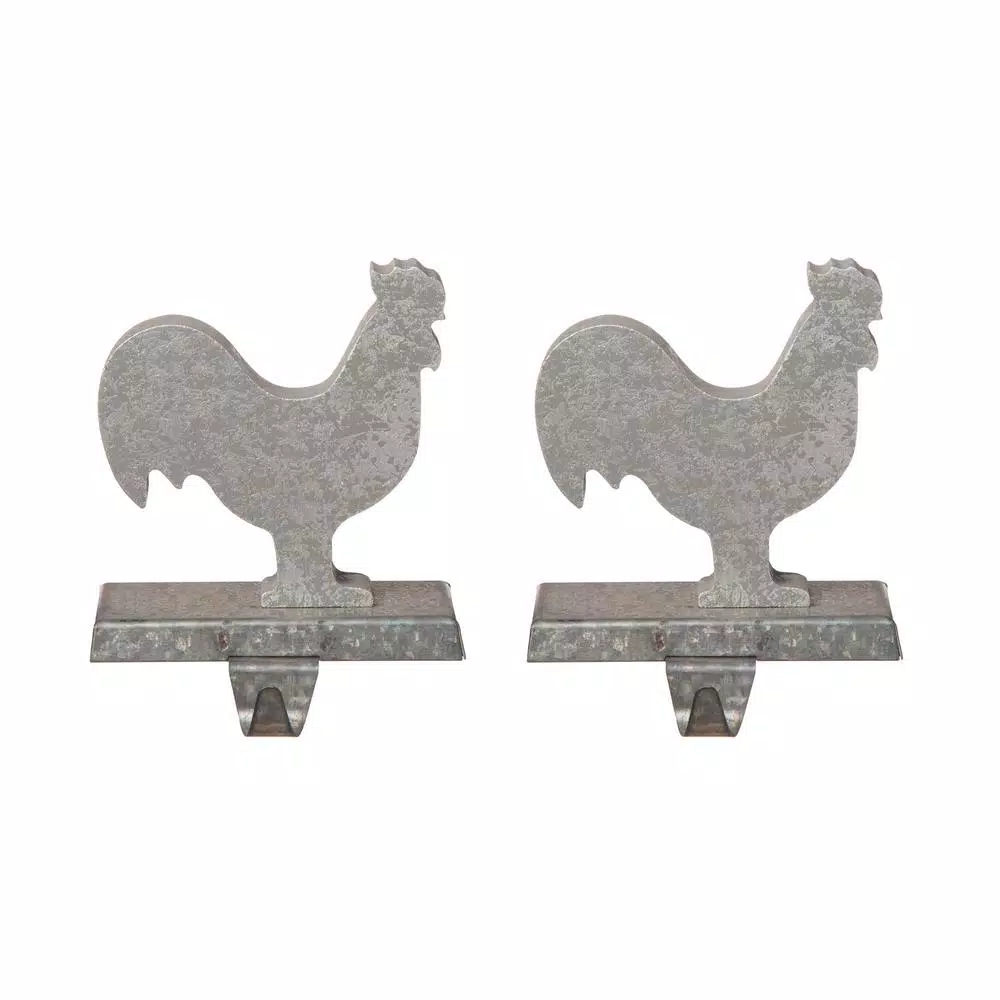 Glitzhome Galvanized Metal Cock Stocking Holder (2-Pack) 1 Glitzhome Galvanized Metal Cock Stocking Holder (2-Pack)