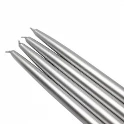 Zest Candle 10 In. Metallic Silver Taper Candles (Set Of 12)